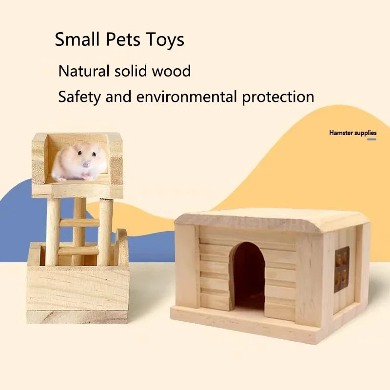 Natural Wooden House Hamster Climbing Toy