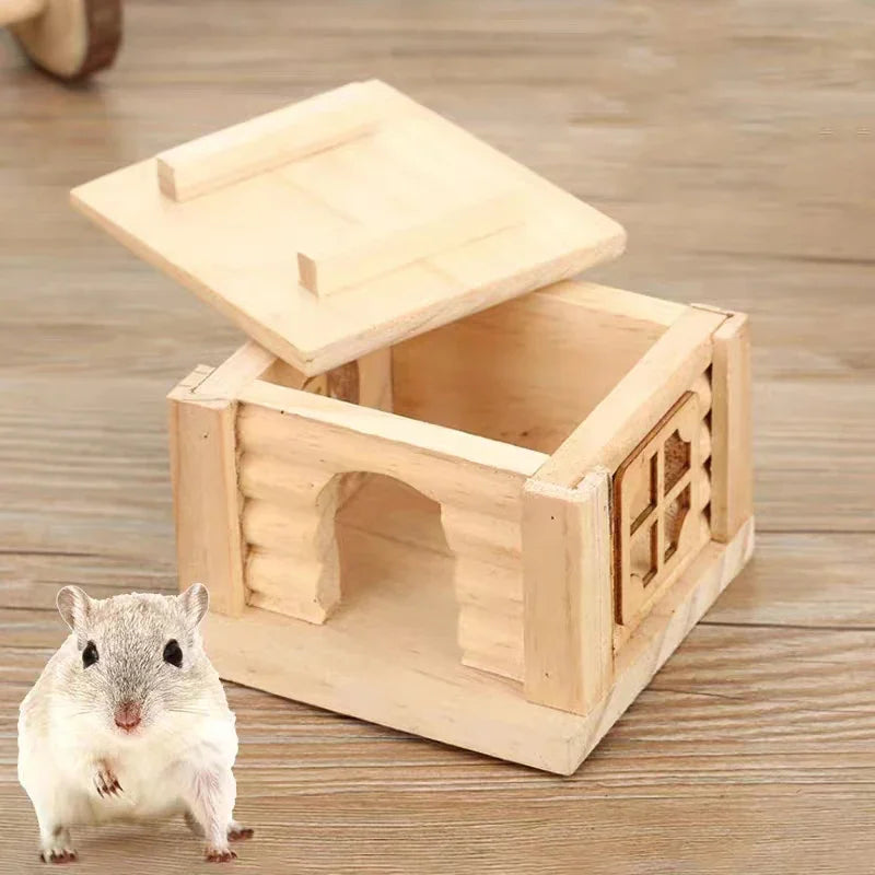 Natural Wooden House Hamster Climbing Toy