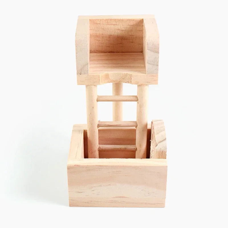 Natural Wooden House Hamster Climbing Toy