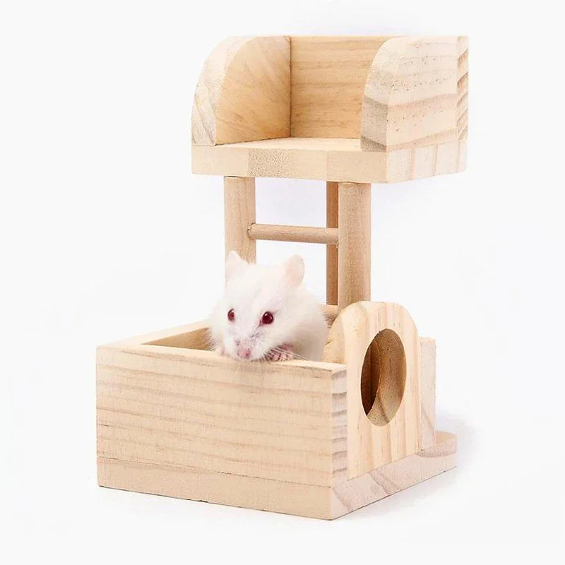 Natural Wooden House Hamster Climbing Toy